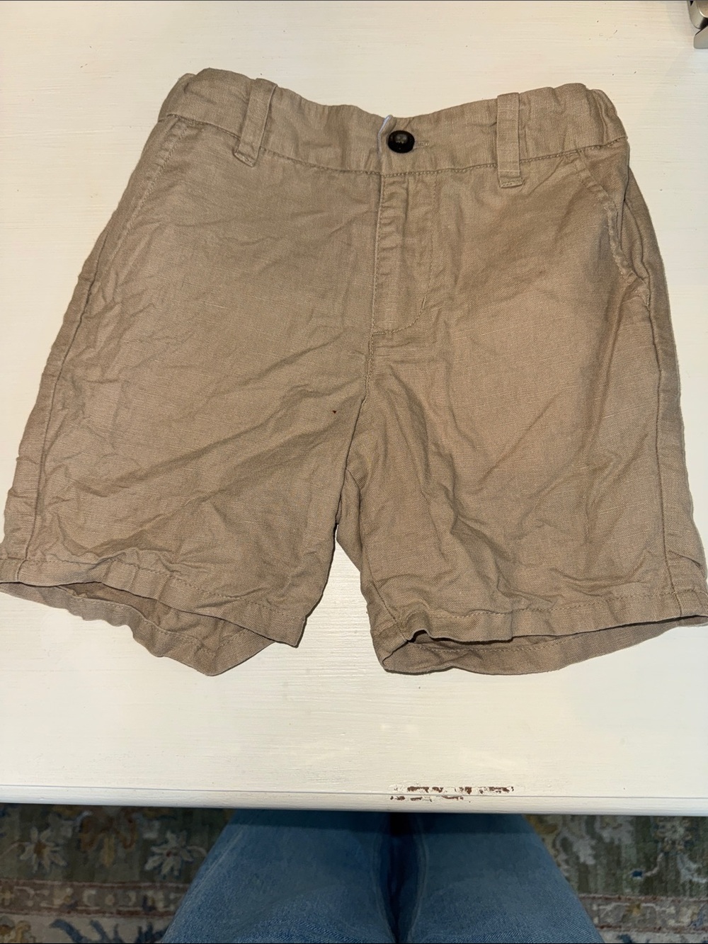 Janie and Jack Tan / Dark Khaki Linen - Cotton Boys' Shorts